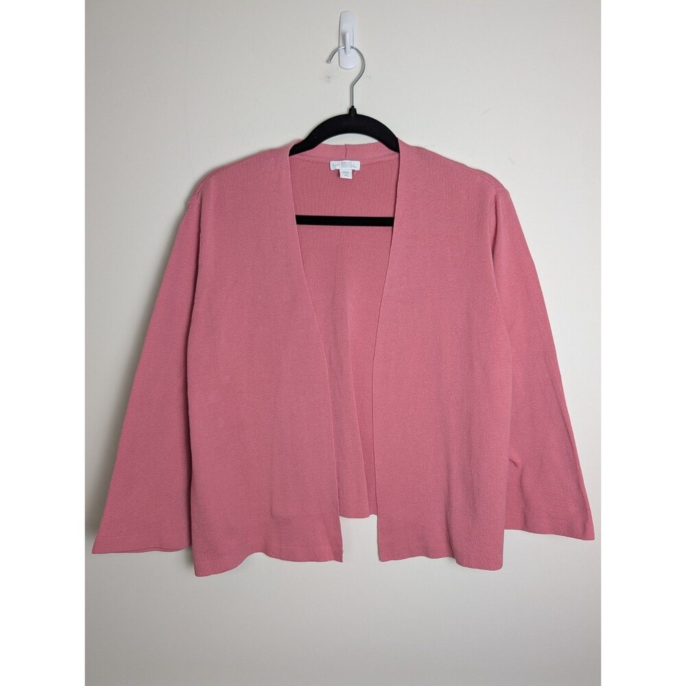 J Jill Womens Open Front Knit Cardigan Organic Cotton Topper Minimalist Size LP